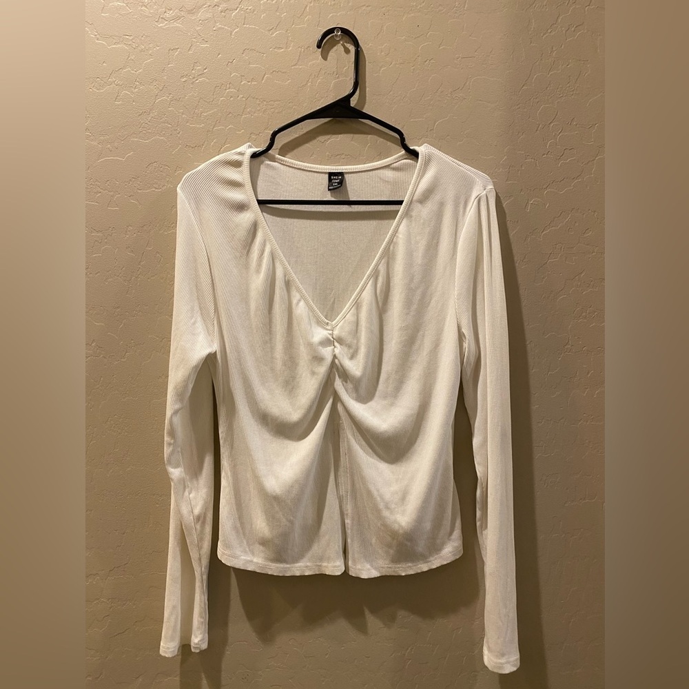 SHEIN White Long Sleeve Tee Top